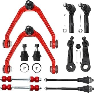 AWD 4WD Front End 12pc Suspension Kit for 99-06 Chevy Silverado GMC Sierra 1500, Suburban 1500 Tahoe Avalanche 1500, Control Arms w/Ball Joints, Tie Rod Ends, Sway Bar Links - Upgraded PU Bushings