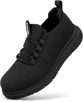 FitVille Slip on Steel Toe Shoes for Men Wide Composite Toe Work Shoes for Men Puncture Proof
