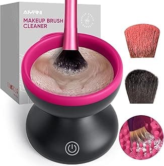Electric Makeup Brush Cleaner Machine, Powerful Friction Removes Residue on Make up Brushes Set/Sponge/Powder Puffs, Efficient Cleaning, Portable Spinning Washer, Save Cleanser & Shampoo
