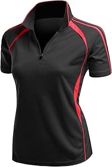Women's Coolmax 2 Tone Collar Zipup Polo T-Shirt