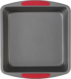 GoodCook MegaGrip Baking Pan with Silicone Grip Handles Square Non-Stick Heavy-Gauge Steel Cake Pan Baking Dish for Brownies Bread Cake Baked Goods & More, Dishwasher Safe, 8x8-Inch,