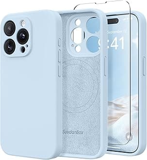 Magnetic for iPhone 14 Pro Case, Compatible with MagSafe, [Full Camera Protection][Screen Protector] Silicone Shockproof Protective Phone Case for iPhone 14 Pro 6.1", Light Blue