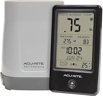 02446M Wireless Rain Gauge with Indoor Digital Display, Black