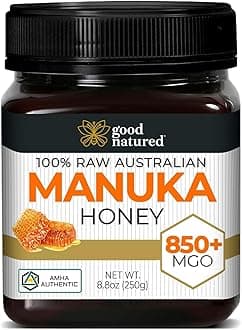 - Good Natured Manuka Honey (MGO 850+) - High Grade Raw Manuka Honey Medical Grade, Non-GMO, Lab-Tested & AMHA Certified, BPA-free, 8.8 oz