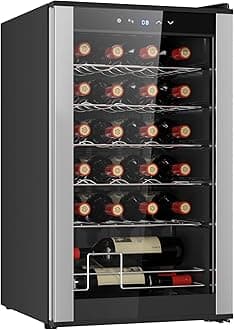 24 Bottle Wine Fridge – Freestanding Wine Cooler with Glass Door, 2.4 cu. ft (68 L), Beverage Can Refrigerator, Digital Temperature Control, Ideal for Red, White, Sparkling Wine, Champagne