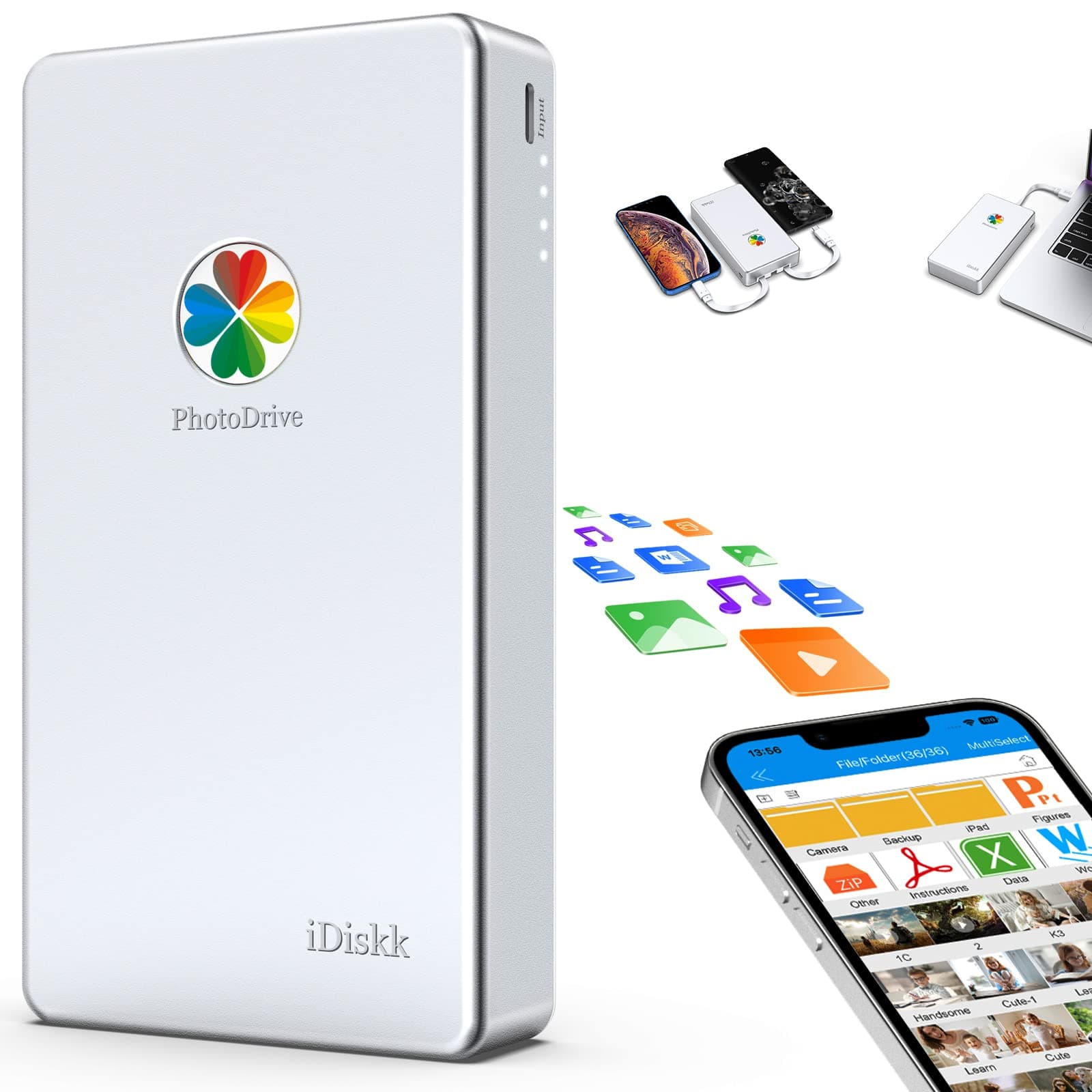 - iDiskk 2TB App-le Certified External Hard Drive for iPhone 17 & iPad Android Mobile 2TB iPhone Hard Disk,MacBook and PC, Photo Stick to Backup Photos/Videos,Files for iPhone17/16/15/14