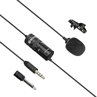 Boya BY-M1 PRO Professional Lavalier Lapel Microphone Noise Reduction Omnidirectional Mic with Clip for Youtube Interview Broadcast Content Creation Compatible for Smartphone&DSLR Camera (6M)
