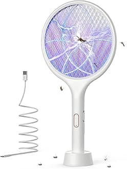 Electric Insect Killer Racket, 4000V High Voltage Mosquito Trap, White
