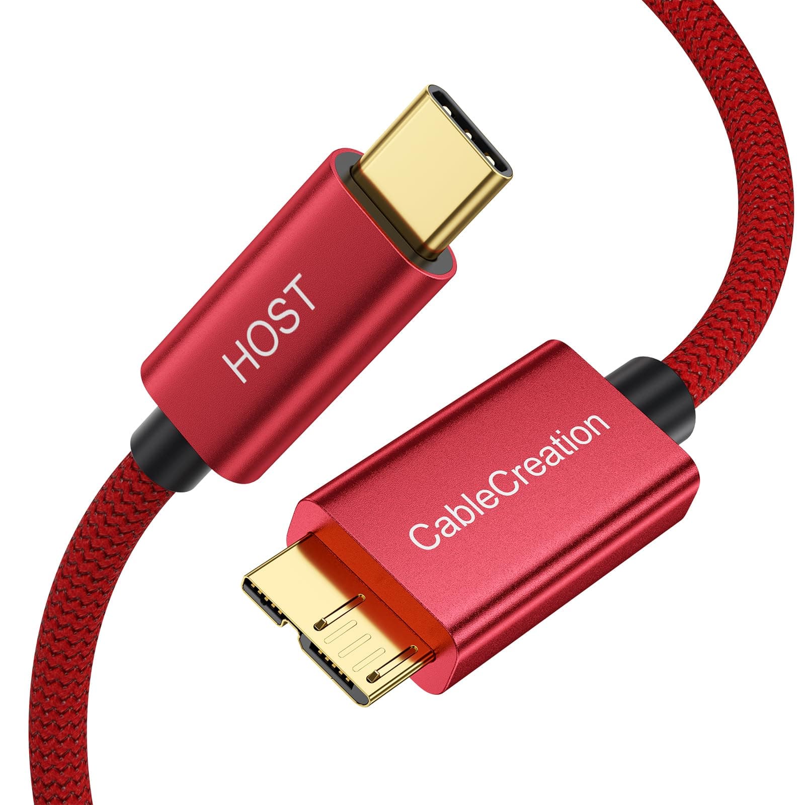 CableCreation Short Micro B to USB C Cable 1FT, USB 3.1 C to USB Micro B Cable 10Gbps USB C to External Hard Drive Cord Compatible with MacBook Pro Air Galaxy S5 My Passport Elements etc, Red…