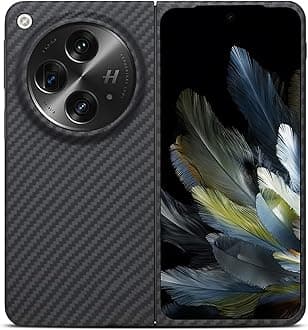 Midkart Front & Back Case Compatible with OnePlus Open (Release 2023) Matte Carbon Pattern Sturdy Durable Aramid Fiber Super Light at 0.6mm Thin Protective Cover, Black