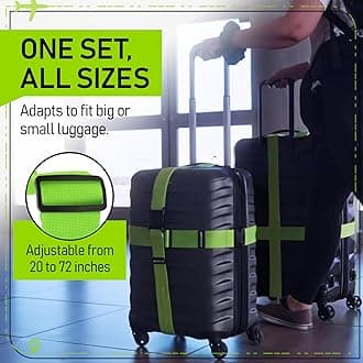 Untethered 4-Pack Luggage Straps | Belts to Keep Your Suitcase Secure While Traveling, Premium Accessory for Travel Bag Closure