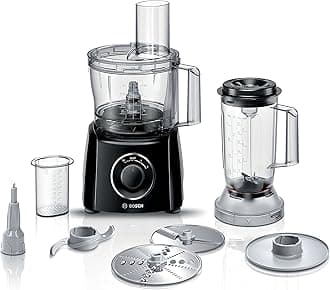 – Bosch MultiTalent 3 MCM3201BGB 800W 2.3L Food Processor with 2 speeds, 1 litre blender and/Slicing/Grating/Beating attachments. - Black
