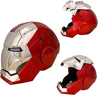 Iron Hero MK 5 1:1 Wearable Helmet -Voice and Remote and Touch Controlled Mask, Can Cosplay and Collectible Figures for Man and Teen（Silver）