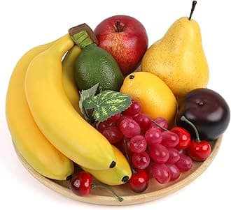 Gresorth Artificial Lifelike Apple Brin Banana Grape Lemon Pear Fake Fruit Toy Home Christmas Party Decoration - 8 Fruits