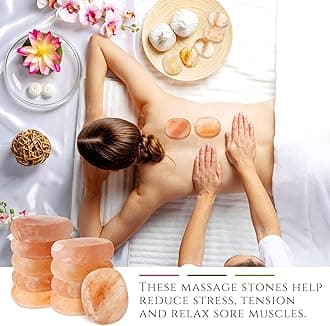 14 Pcs Flat Oval Massage Stone 3.5 x 1 x 2.6 Crystal Hand Carved Stone for Massages Therapy Himalayan Salt Massages Rocks Natural Pink Heated Warmer Stones for Spa Massage Salt and Sugar