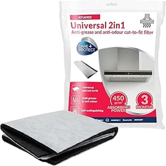 Care+Protect 2 in 1 Anti-Grease and Anti-Odour Filter for Hoods - Universal - Cut-to-Fit - High Absorption Power