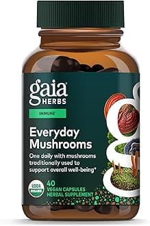 Everyday Mushrooms - Immune Support Mushroom Supplement for Daily Health Support* - with Reishi, Cordyceps, Turkey Tail, Shiitake & Chaga Mushrooms - 40 Vegan Capsules (40 Servings)