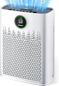 Air Purifiers for Home Large Room, with Smart Mode, Cover Up to 2200 Ft², PM2.5 Air Quality Display, 22dB Sleep Mode, Aromatherapy with 2X-Purification & 360°Air Outlet, HAP603, Bright White