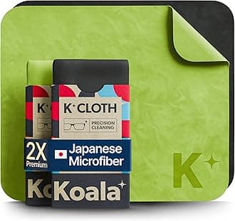 Koala Lifestyle Lens Cleaning Cloth Japanese Microfiber Glasses Cleaning Cloth Eyeglass Lens Cleaner Safe for Camera Lenses and Screen Cleaning, Black & Green (Pack of 2)
