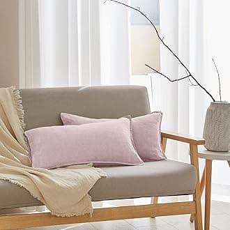 Simple&Opulence 100% Linen Lumbar Pillow Cover 12 x 20 Inches Set of 2 Rectangular Decorative Throw Cushion Cover for Couch Sofa Bed Living Room Office Soft Breathable Farmhouse - Blush PinkOEKO-TEX STANDARD 100