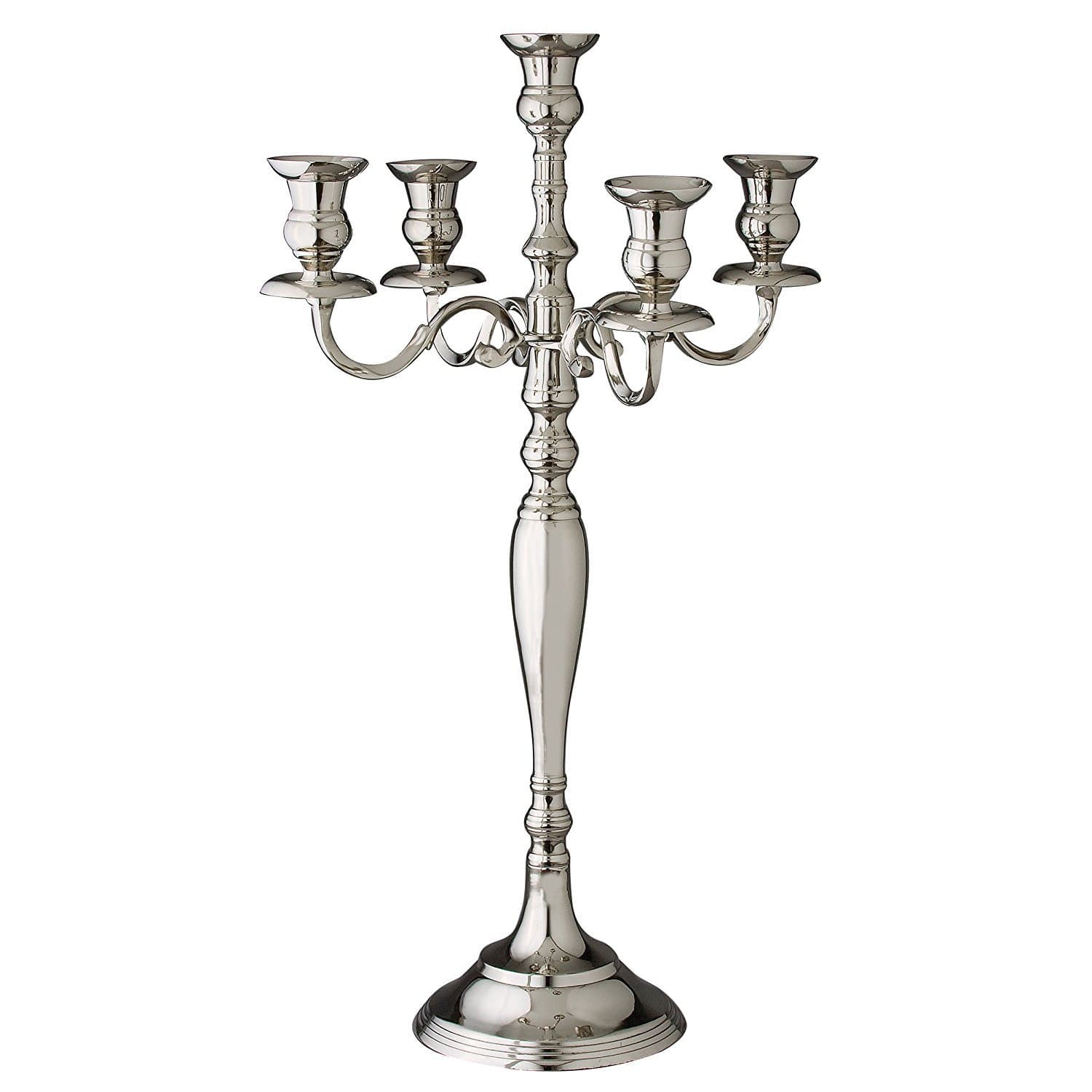 5 Light Candelabra, 30", Nickel Plated
