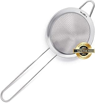 Walfos Small Fine Mesh Strainer for Cocktail & Tea, Mini Stainless Steel Sieve with Handle, 3.3 Inch Metal Strainers for Juicing, Coffee, Drinks, Tea Herbs