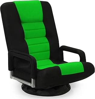 Swivel Floor Gaming Chair w/Armrests,Folding Video Reclining Sofa w/6 Adjustable Position, Padded Backrest & Cushion, Lazy Lounger Couch for E-Sports, Reading, Relaxing, Watching TV, Green