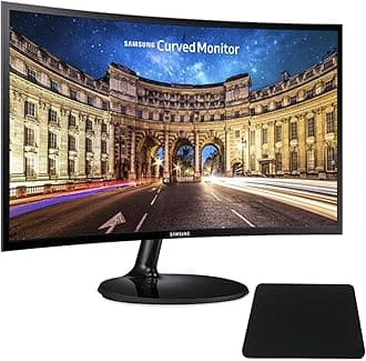 SAMSUNG 24 Inch Curved Computer Monitor, LC24F390FHNXZA LED Screen 60Hz Full HD 1080P Gaming Slim Design for Home and Office use, Black Mouse Pad Included