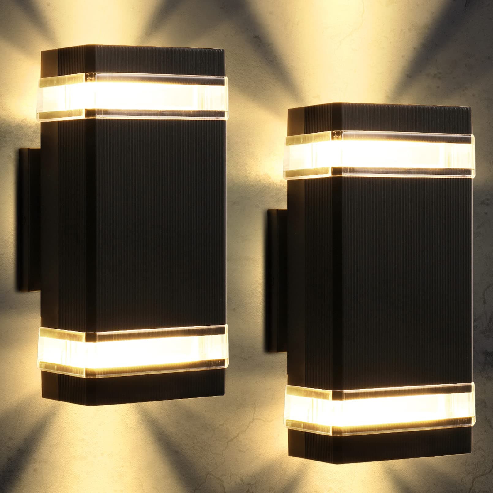 LEONLITE Integrated LED Up Down Lights Outdoor, 20W Modern LED Up and Down Wall Light, Aluminum Waterproof Porch Light, 3000K, Exterior Front Door Wall Light Fixture, ETL Listed, Pack of 2