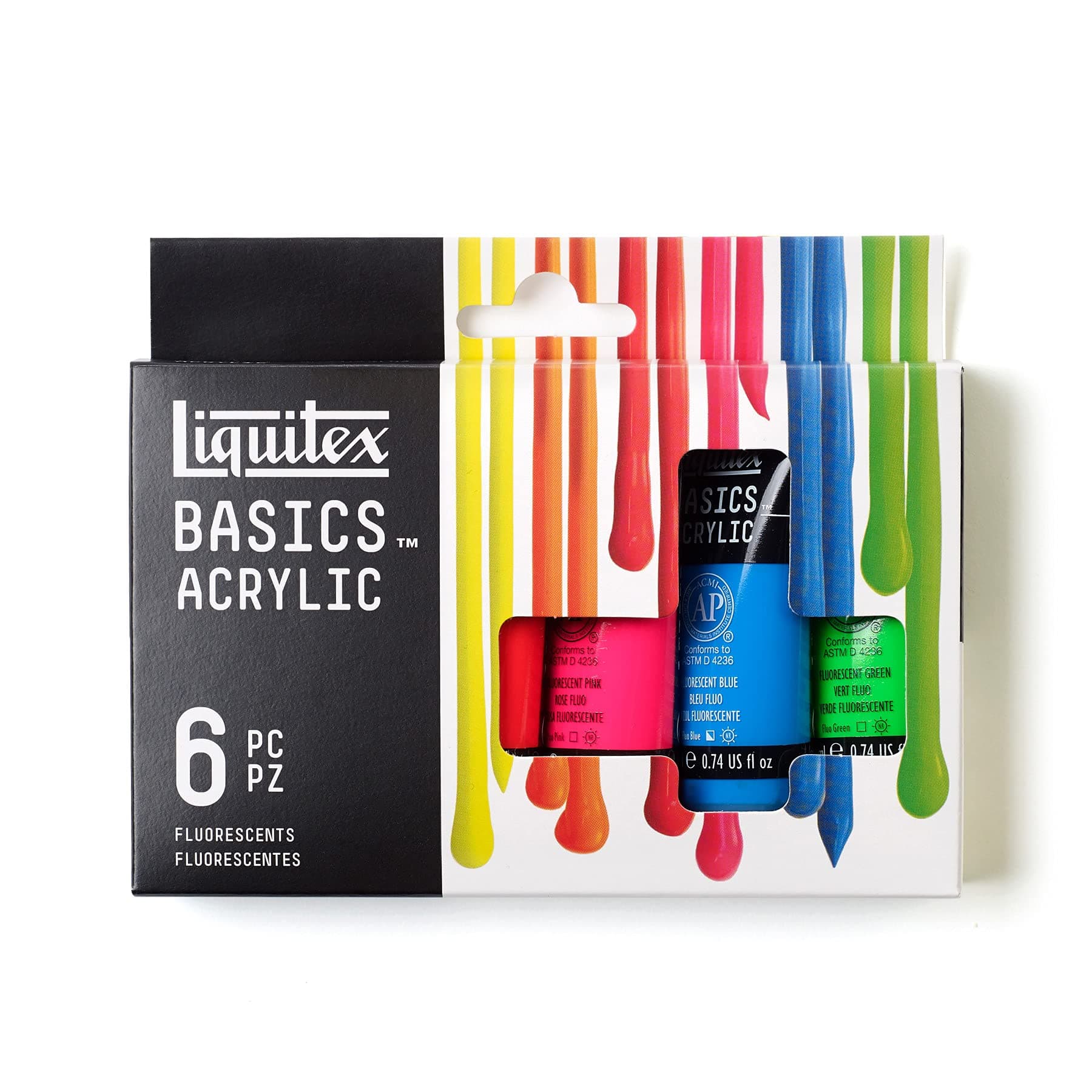 BASICS Acrylic Paint Set, 6 x 22ml (0.74-oz) Tube Paint Set, Fluorescent