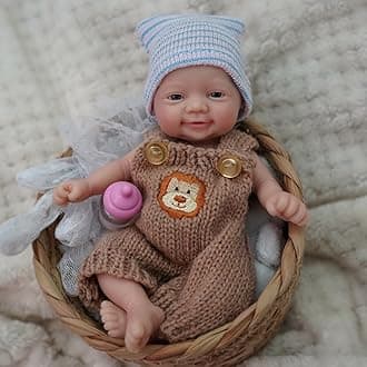 MYREBABY 7" Miniature Boy Reborn Baby Doll - Silicone, Realistic, Poseable, Gift Box, Accessories (Boy)