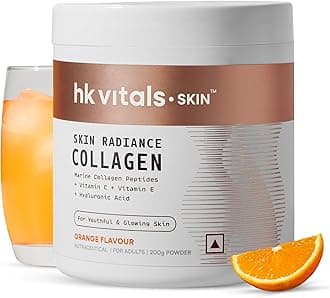 HealthKart HK Vitals Skin Radiance Collagen Powder, Marine Collagen (Orange, 200 g), Collagen Supplements for Women & Men with Biotin, Vitamin C, E, Sodium Hyaluronate, for Healthy Skin, Hair & Nails