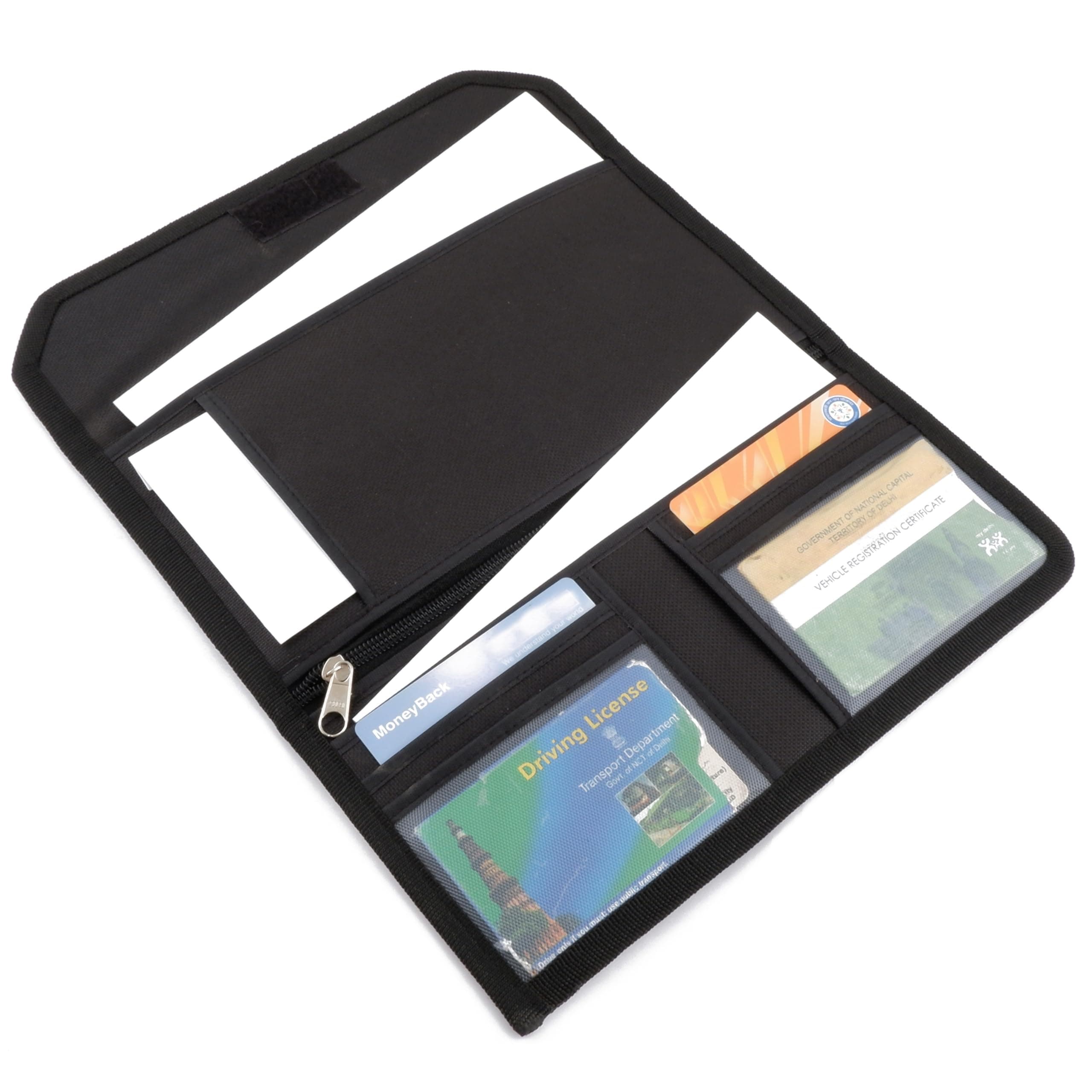 Car Documents Holder Organizer | Vehicle Documents Paper Storage Wallet for Driving Licence, RC Book, PUC, Insurance for Cars, Two Wheeler, Auto and Truck (Black)