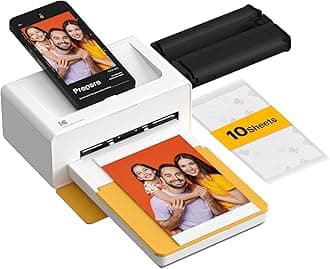 Dock Plus 4x6'' Photo Printer, 10 Sheets, Docking & Bluetooth Smartphone Printer for iPhone & Android, Instant Color Prints, 4PASS Dye Sublimation