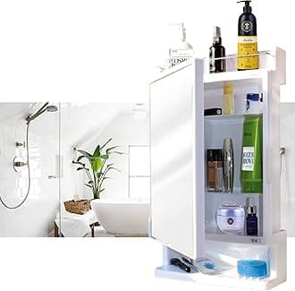 Vanity Mirror | Premium Wall Mounted Storage with Door for Bathroom | Multipurpose Bathroom Rack with Mirror (White)