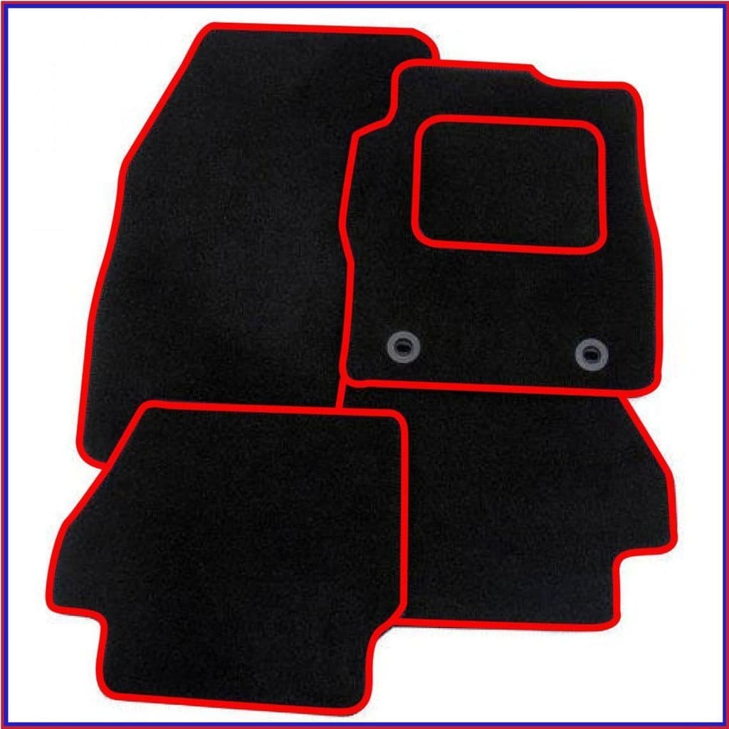 BLACK & RED TRIM TAILORED CAR MATS