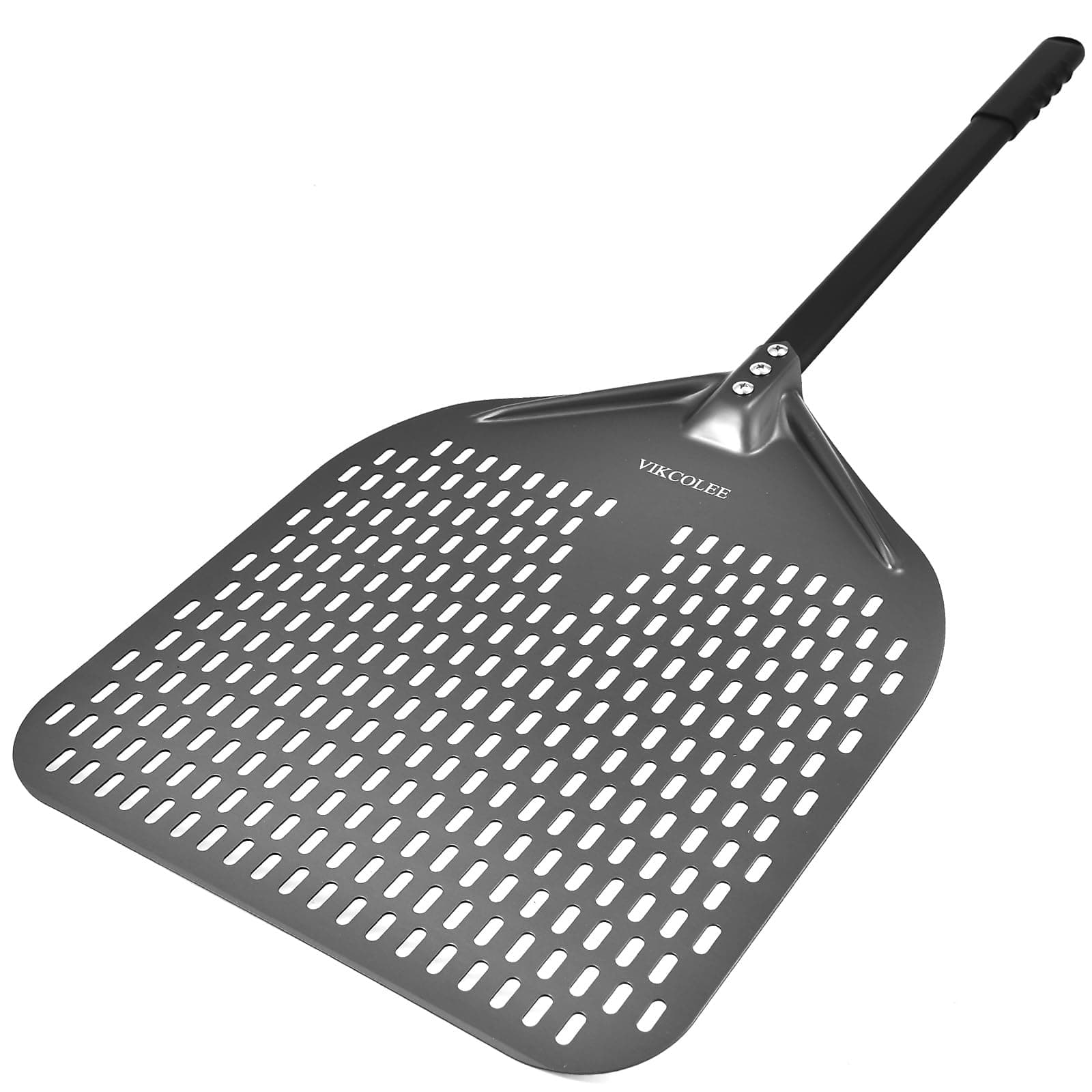 Perforated Pizza Peel, 14 x 16 Inch Rectangular Pizza Turning Peel, Professional Anodized Aluminum Turning Pizza Spatula, 26 inch overall