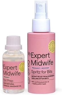 My Expert Midwife Just For Bits - Birth Prep & Recovery Duo with Spritz for Bits Postnatal Relief Perineal Spray and Peri Prep Your Bits Perineal Massage Oil (Pack of 2)
