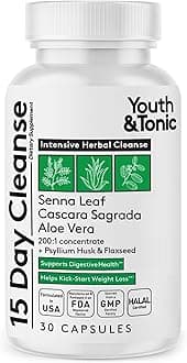 15 Day Cleanse – Colon & Gut Cleanse Detox Reset for Plateaus, Belly Bloating & Regularity, Digestive Health – for Women & Men, 30 Pills
