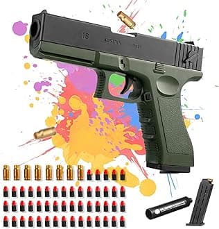 Toy Gun, Toy Guns for Boys, Green Plastic Pretend Toy Pistol for Kids with Soft Foam Set, Education Foam Blaster for 5 6 7+ Year Olds, Outdoor Games