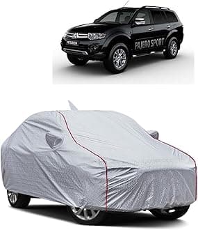 Water-Resistant Car Cover for Mitsubishi Pajero Sport – Dustproof, UV Protection, Scratch Resistance, Secure Buckle Strap, Elastic Front & Rear – Silver