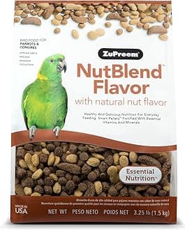 NutBlend Bird Pellets, Daily Bird Food for Parrot, Conure, Caique, African Grey, Eclectus, Small Cockatoo, Core Nutrition for Medium Large Birds, Made in USA, Parrot Food (M/L, 3.25 lb)