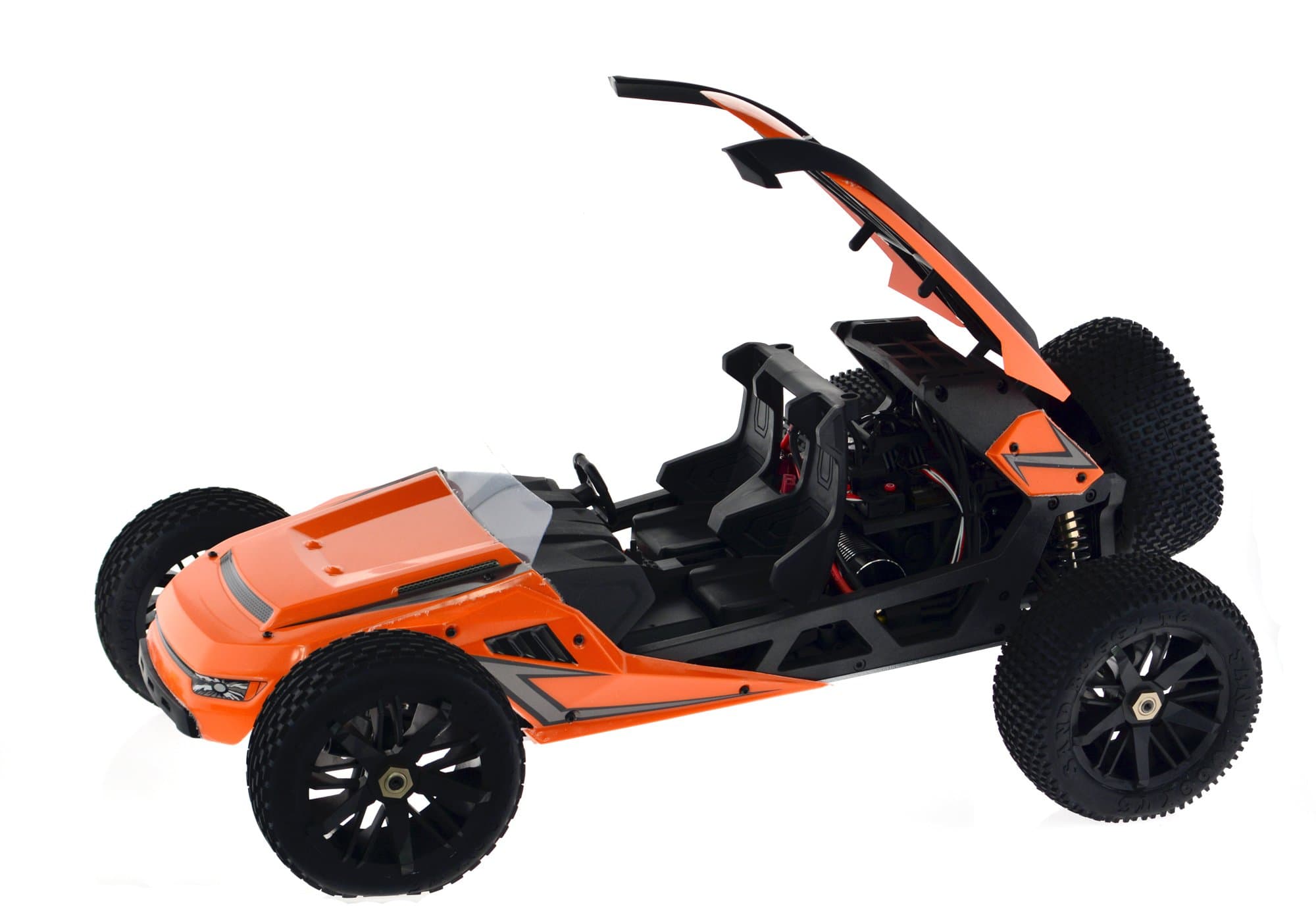 55 MPH Plus HBX T6 Hammer Head Large 1/6 Scale 2WD Orange Desert/Dune Buggy w/2350KV Brushless Motor, Includes 2x7.4V 4200mAh LiPo Batteries & Charger - CIS Associates