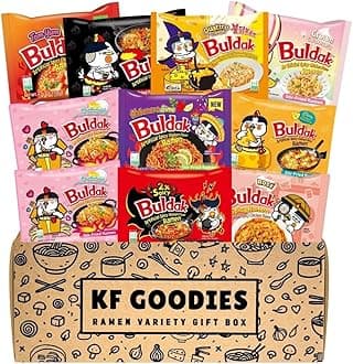 Korean Ramen Variety Pack Gift Box (10 Count) – Spicy Buldak Noodle Assortment for Birthdays, College Care Packages, Office Snacks, and Gift Baskets