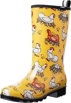 HISEA Wellington Boots Women Short Leg Half-Height Wellies Ladies Waterproof Rain Boots Womens Garden Boots Print Welly Comfort Anti-slip Outsole, Wide Leg Wellies for Dog-walking, Gardening, Farming