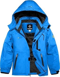 GEMYSE Boy's Winter Waterproof Ski Jacket Mountain Windproof Fleece Coat with Hood (SkyBlue,6-7Years,6/7)