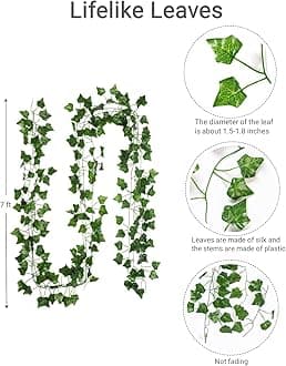 Fake Vines for Room Decor Aesthetic Artificial Plant Ivy Leaves Hanging Greenery Garlands for Home Bedroom Wall Wedding Party Decor (336FT 48PCS Vines)