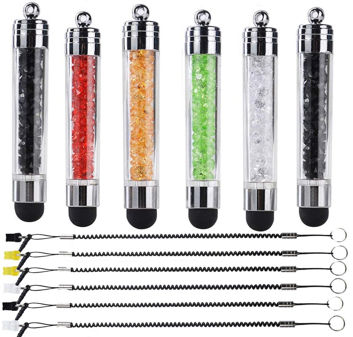 6 Pack XRONG Colors Crystal Capacitive Mini Stylus Universal Touch Screen Pen for iPhone7 5s 6s, Samsung Galaxy s5 s4, Smartphones, iPad, iPods, S10,S10+,S10e,S9,S9P,Note9,XR,XS MAX iPhone11 Pro XS XR