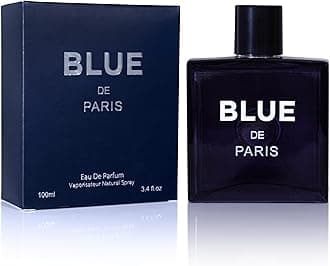 NovoGlow Blue De Paris For Men - 3.4 Fl. Oz. (100ml) Men's Perfume - Refreshing Woody, Floral & Fruity Fragrance - Long-Lasting Masculine Scent, Ideal Gift for Any Occasion