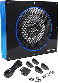 Rockville RW8CA 8" 600 Watt Low Profile Under-Seat Active Powered Car Subwoofer